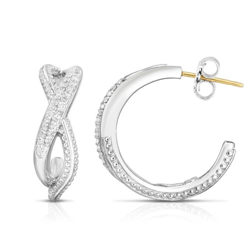 Popcorn Crossover Earrings In Sterling Silver
